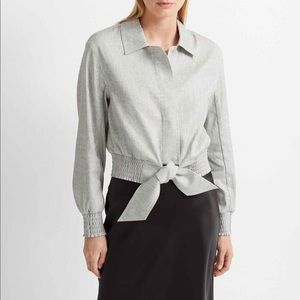 Club Monaco Tie Waist Jacket smocked cropped zip